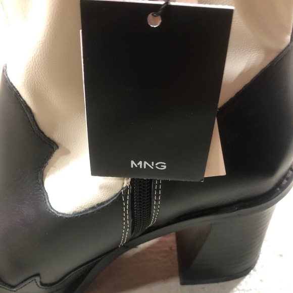 🖤🤍🖤 MANGO LEATHER Ankle Boots, 40, NWT - Picture 8 of 11